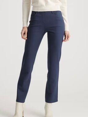 Quince Ultra-Stretch Ponte Straight Leg 4-Pocket Pants, navy